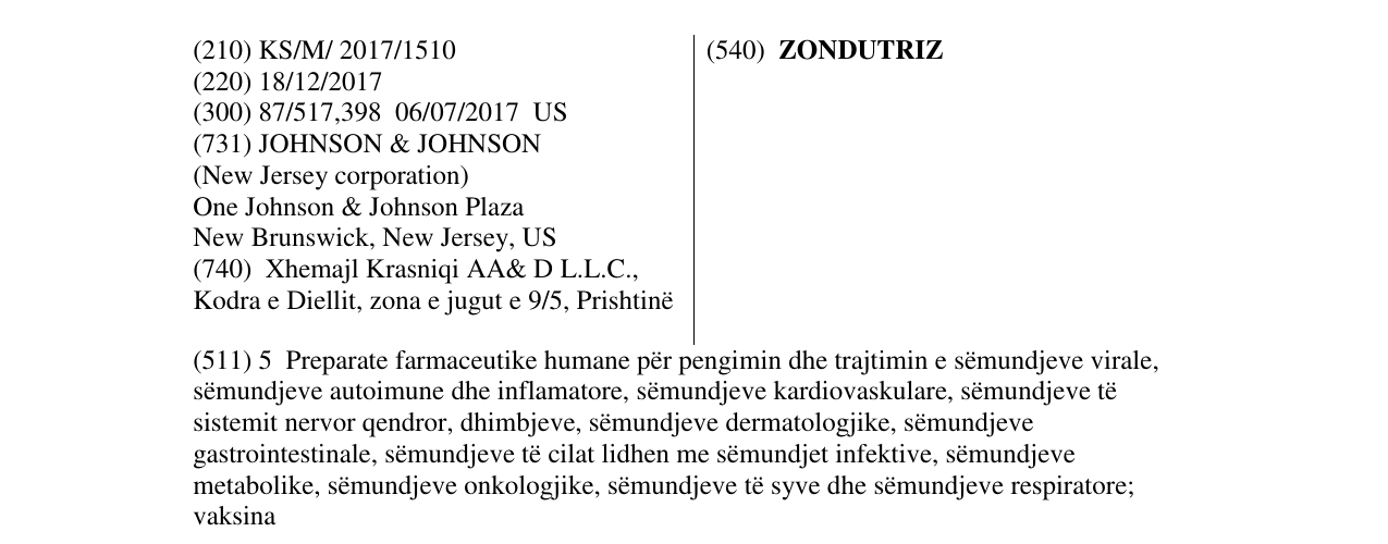Zëri i markës ZONDUTRIZ në buletin