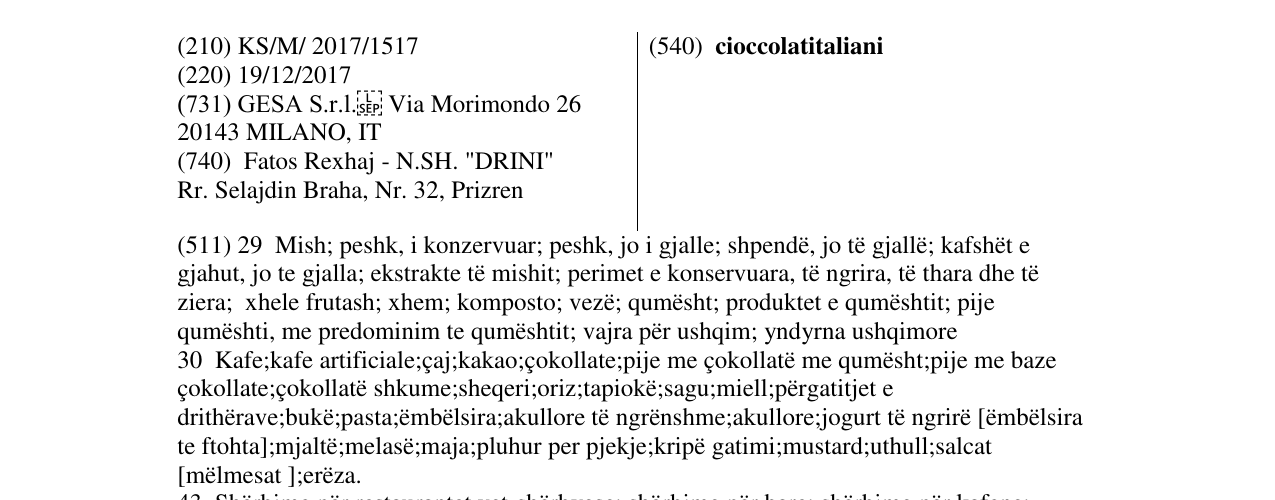 Zëri i markës cioccolatitaliani në buletin