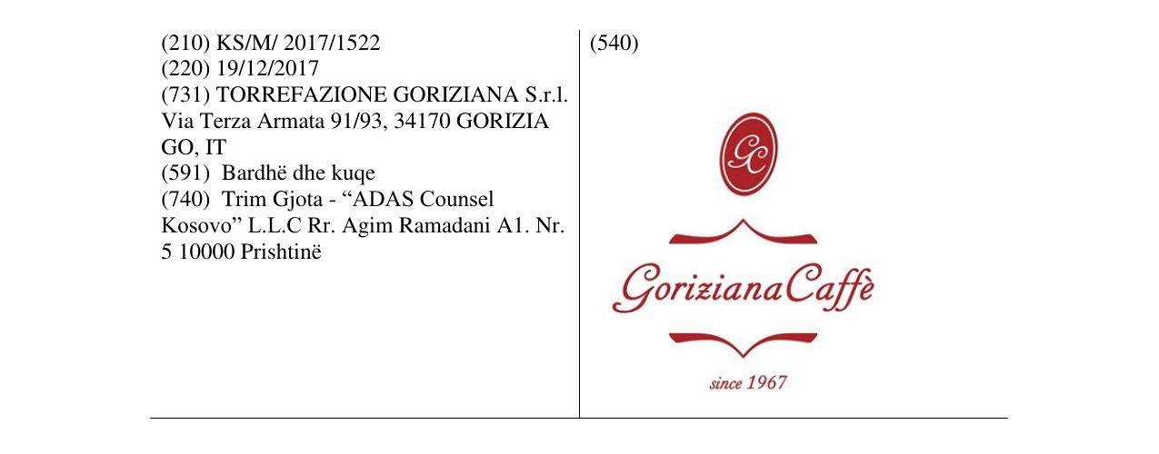 Zëri i markës Goriziana Caffe në buletin