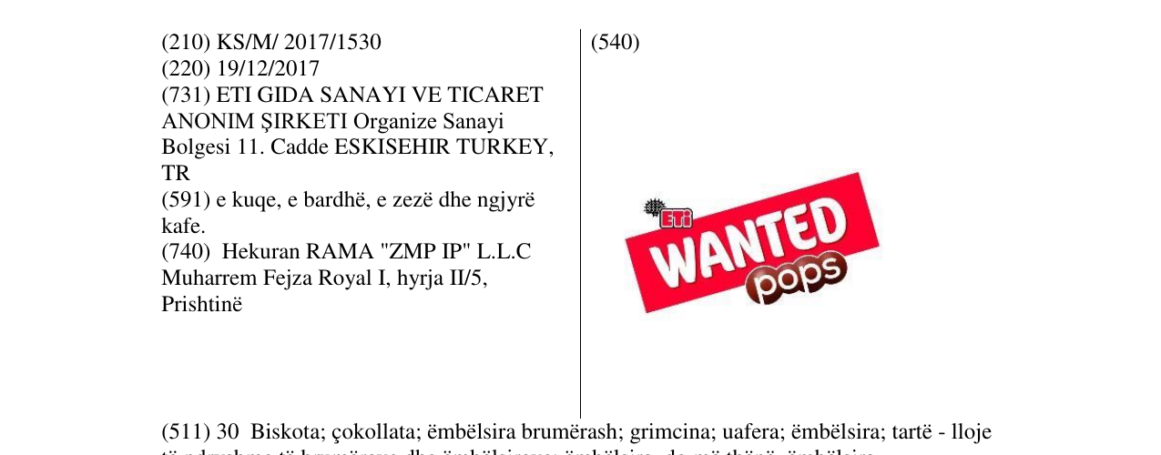 Zëri i markës WANTED në buletin