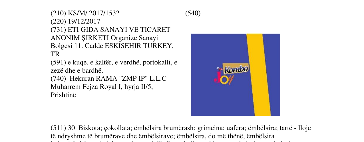 Zëri i markës Kombo në buletin