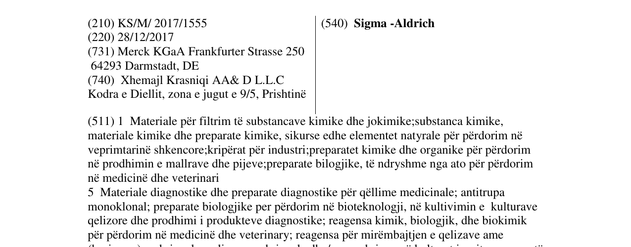 Zëri i markës Sigma -Aldrich në buletin