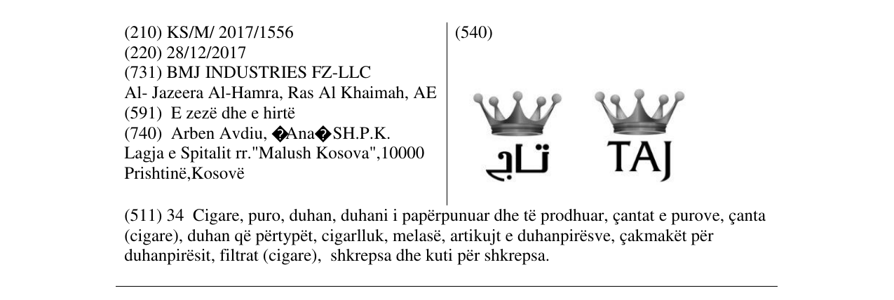 Zëri i markës TAJ në buletin