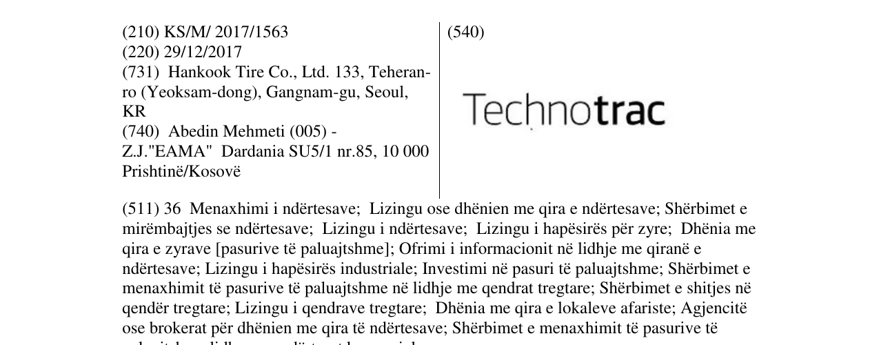 Zëri i markës Technotrac në buletin