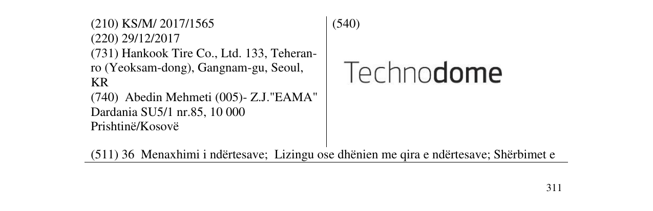 Zëri i markës Technodome në buletin