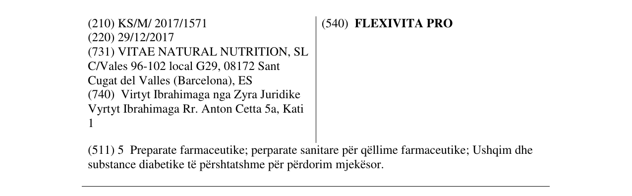 Zëri i markës FLEXIVITA PRO në buletin