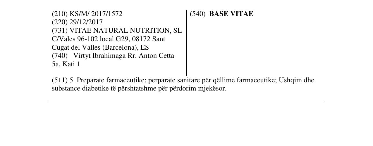 Zëri i markës BASE VITAE në buletin