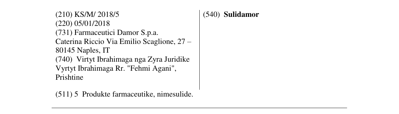 Zëri i markës Sulidamor në buletin