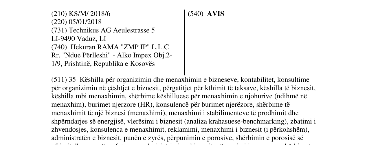 Zëri i markës AVIS në buletin