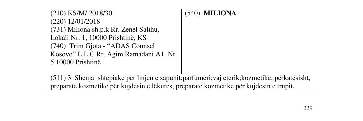 Zëri i markës MILIONA në buletin