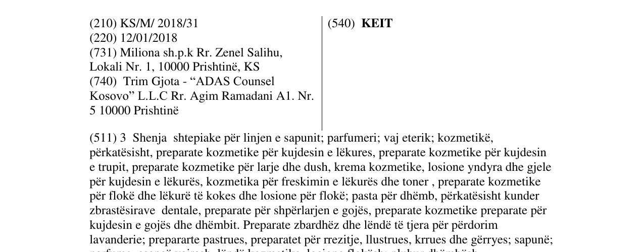 Zëri i markës KEIT në buletin