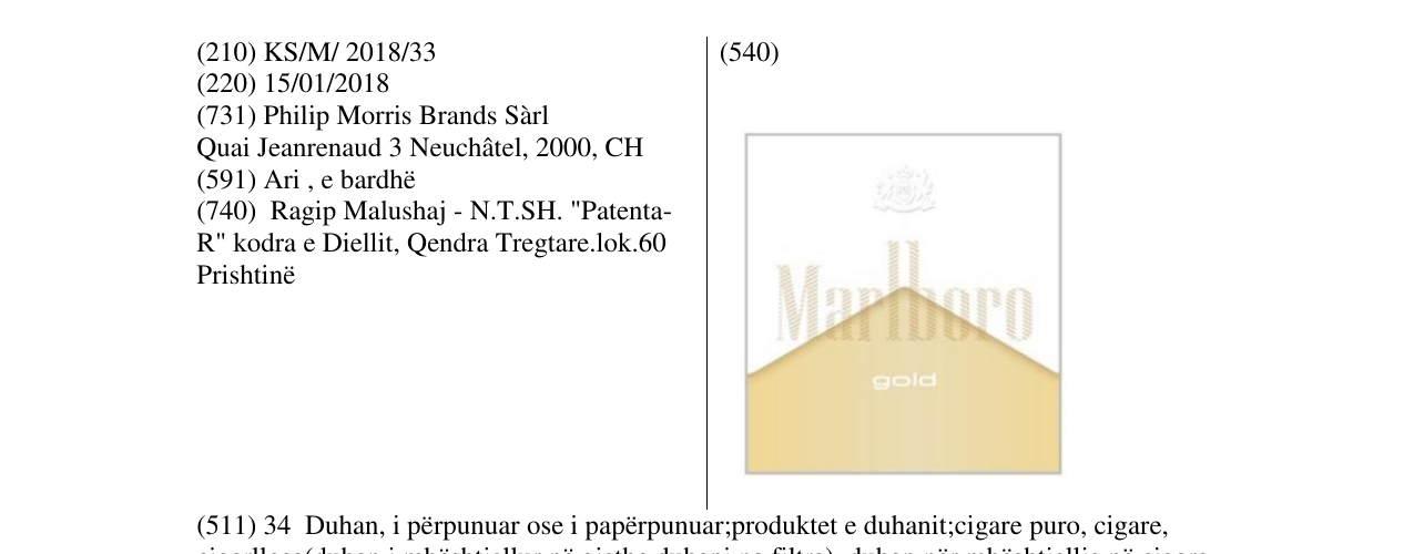 Zëri i markës Marlboro në buletin