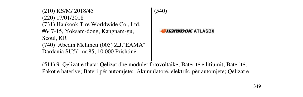 Zëri i markës HANKOOK ATLASBX në buletin