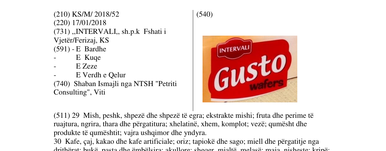 Zëri i markës Gusto në buletin