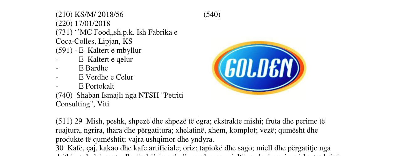 Zëri i markës GOLDEN në buletin