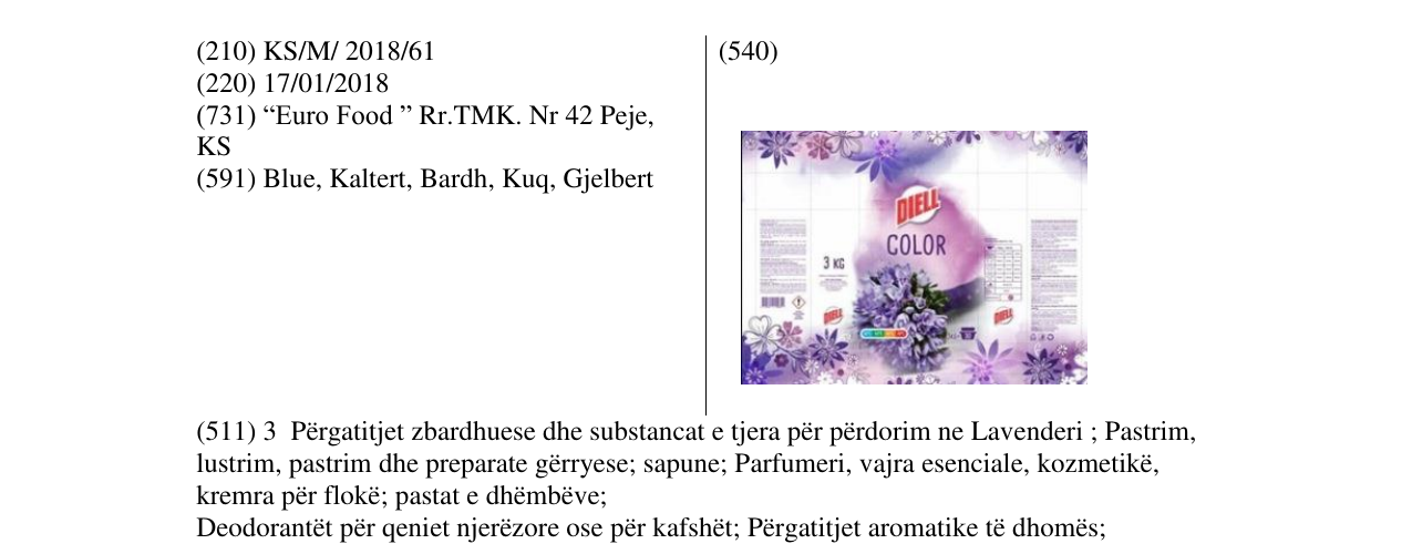 Zëri i markës DIELL COLOR në buletin
