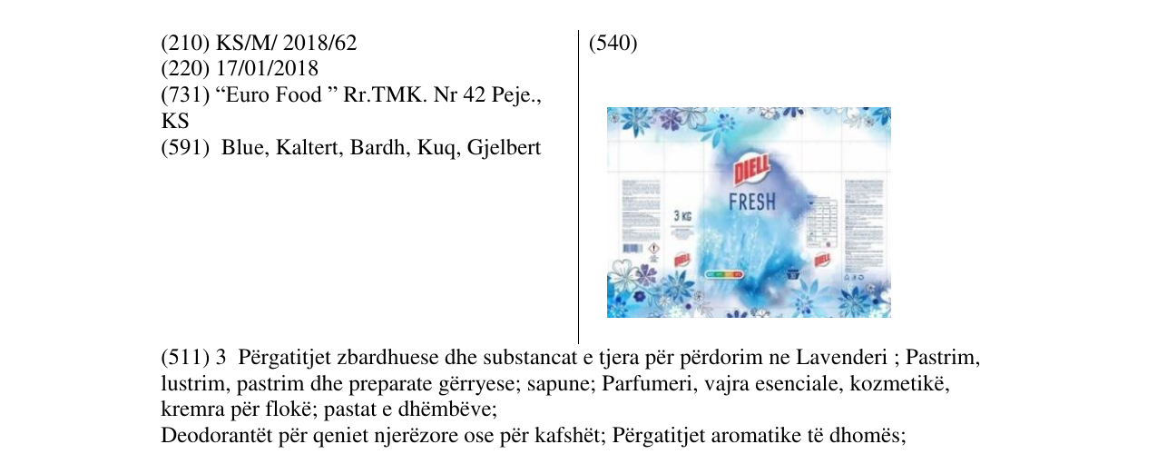 Zëri i markës DIELL FRESH në buletin