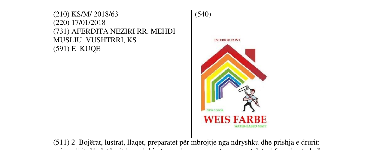 Zëri i markës WEIS FARBE në buletin