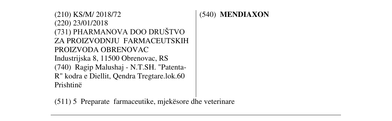 Zëri i markës MENDIAXON në buletin