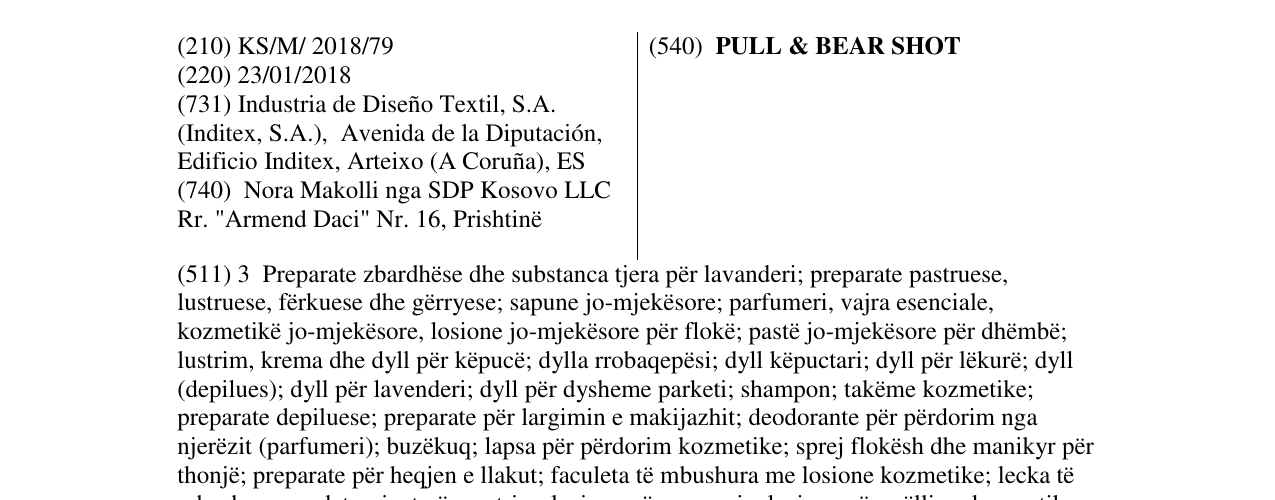 Zëri i markës PULL & BEAR SHOT në buletin