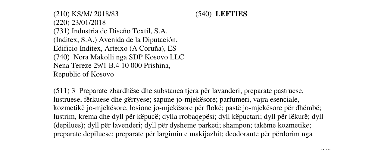 Zëri i markës LEFTIES në buletin