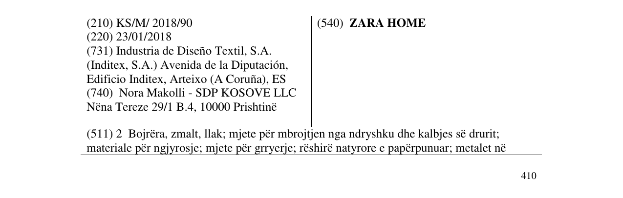 Zëri i markës ZARA HOME në buletin