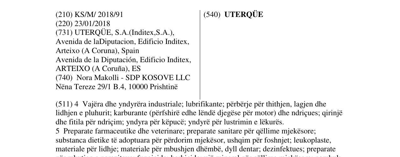 Zëri i markës UTERQÜE në buletin