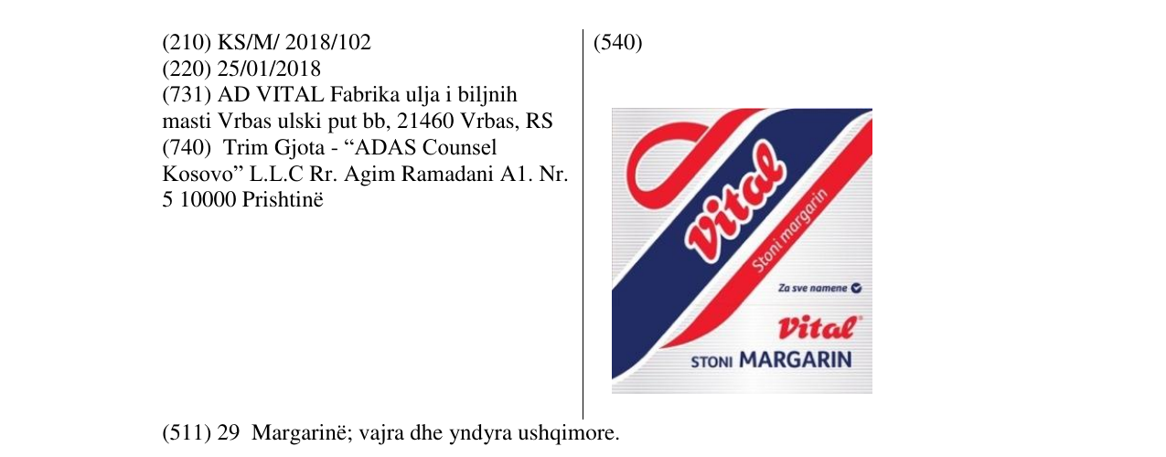 Zëri i markës Vital stoni MARGARIN në buletin
