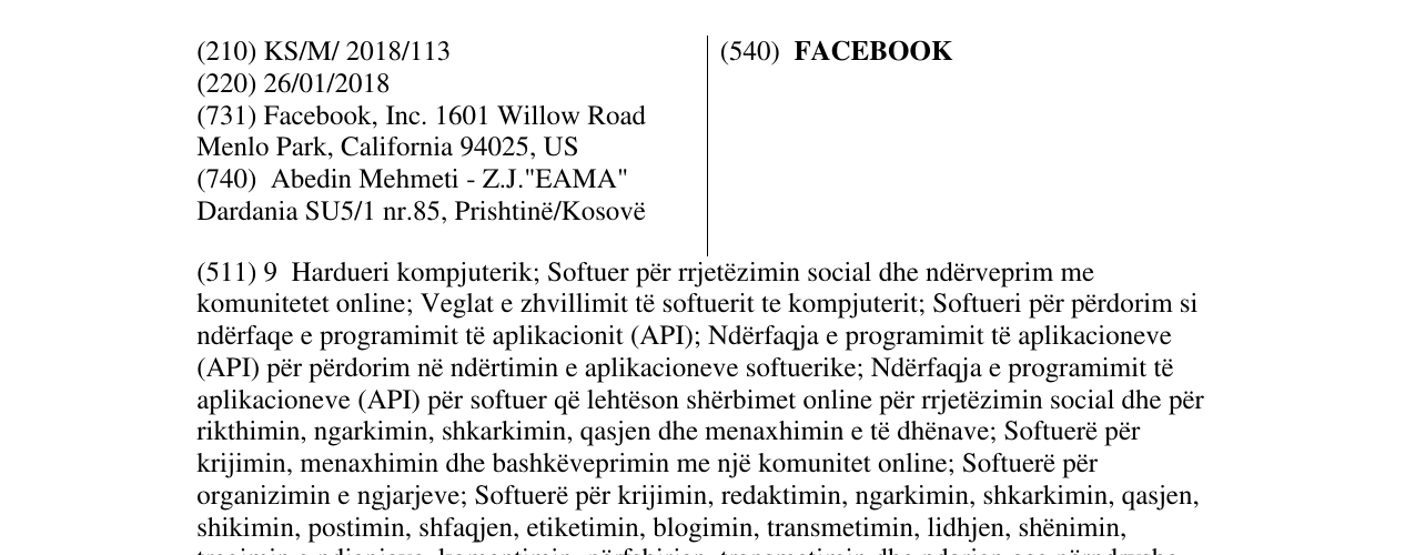 Zëri i markës FACEBOOK në buletin