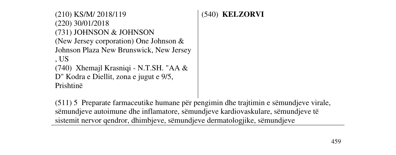 Zëri i markës KELZORVI në buletin