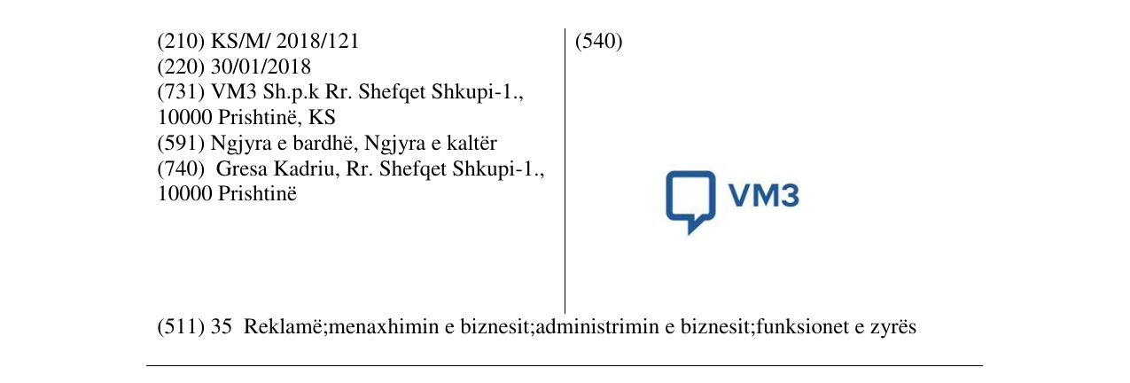 Zëri i markës VM3 në buletin