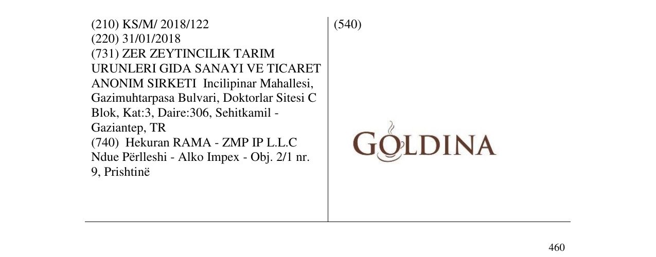Zëri i markës GOLDINA në buletin
