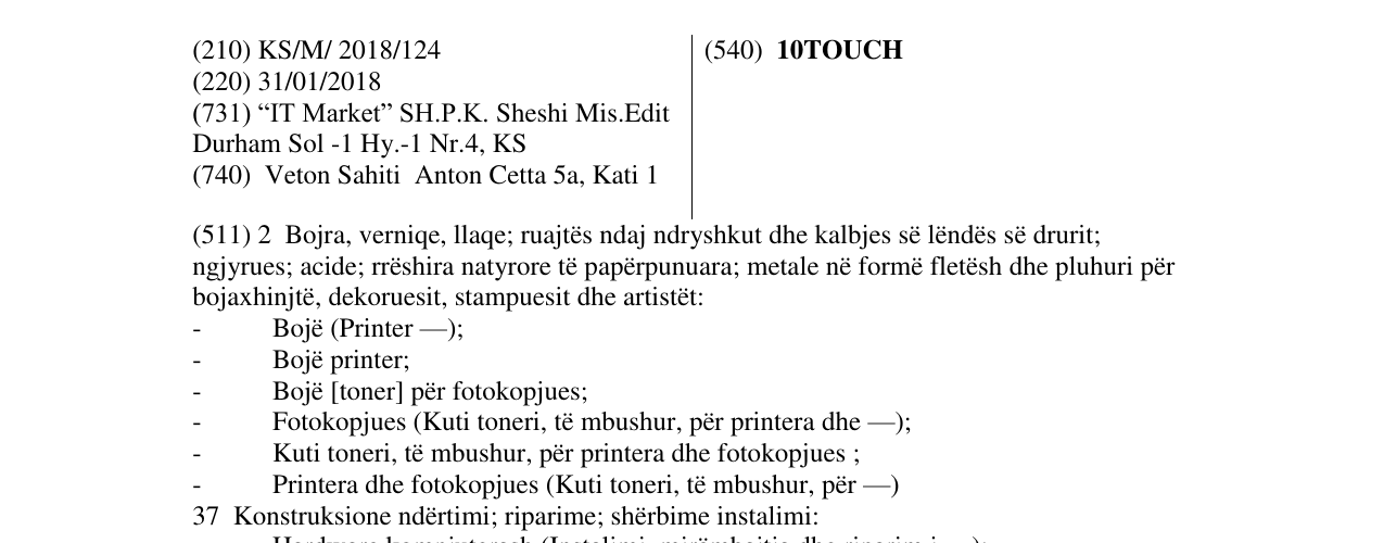 Zëri i markës 10TOUCH në buletin