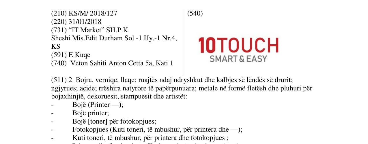Zëri i markës 10TOUCH SMART & EASY në buletin