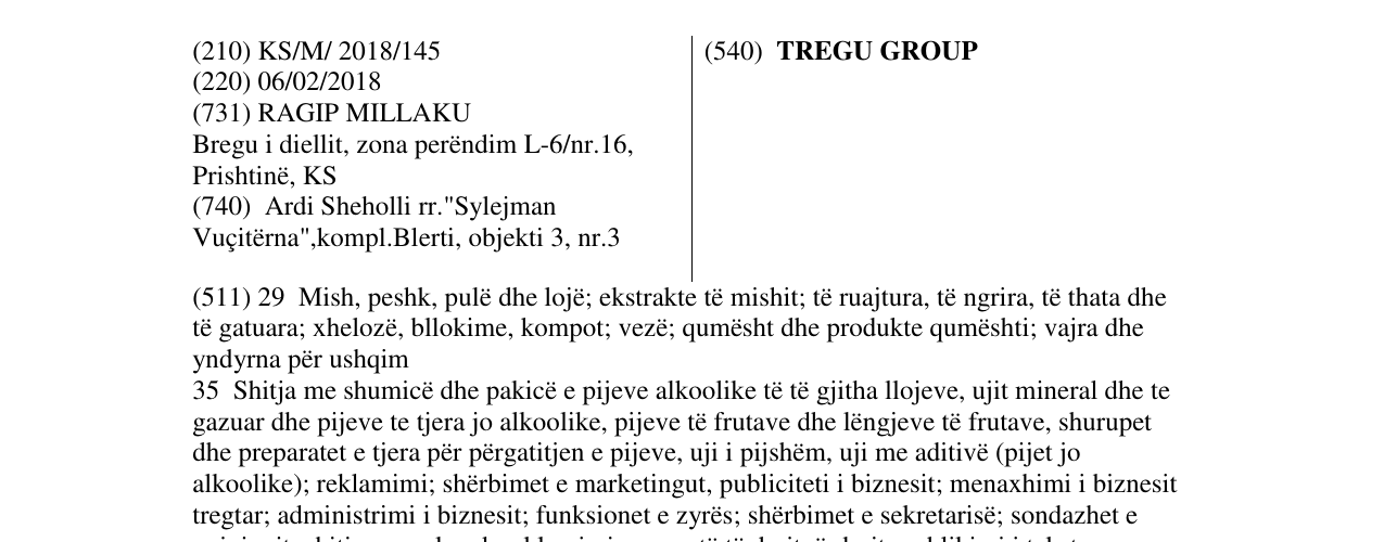 Zëri i markës TREGU GROUP në buletin