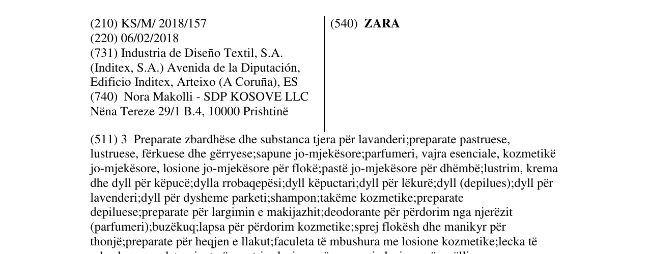 Zëri i markës ZARA në buletin