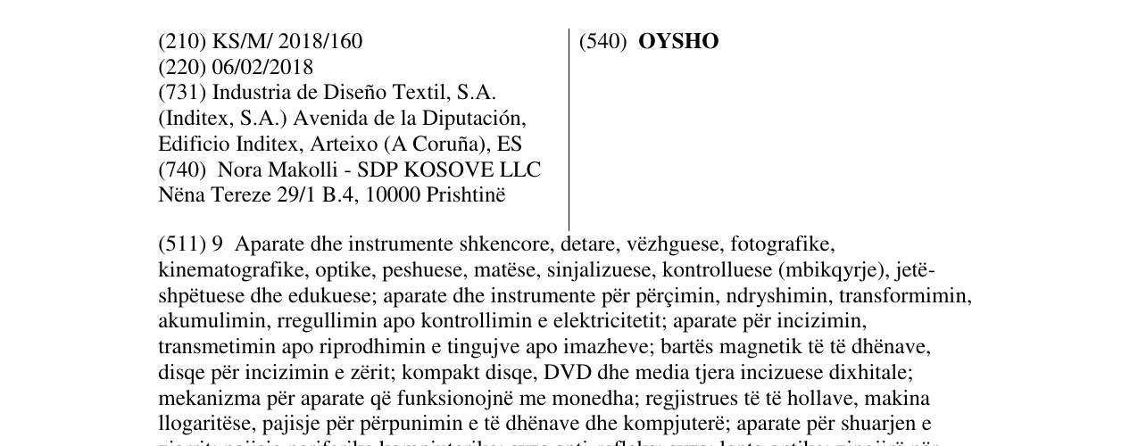 Zëri i markës OYSHO në buletin