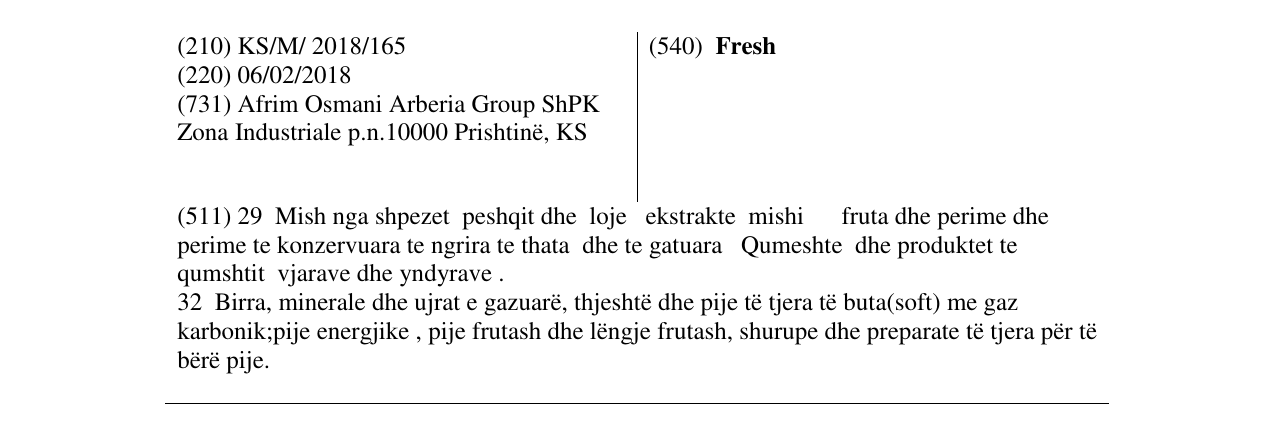Zëri i markës Fresh në buletin