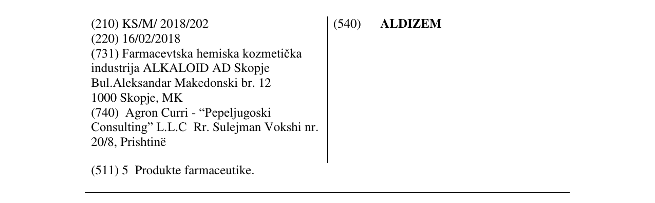 Zëri i markës ALDIZEM në buletin