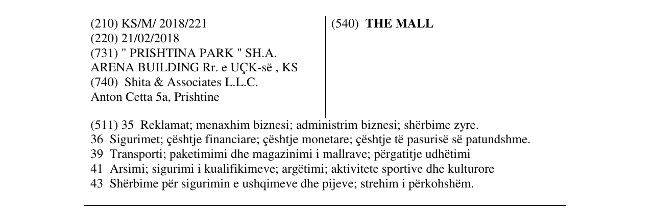 Zëri i markës THE MALL në buletin