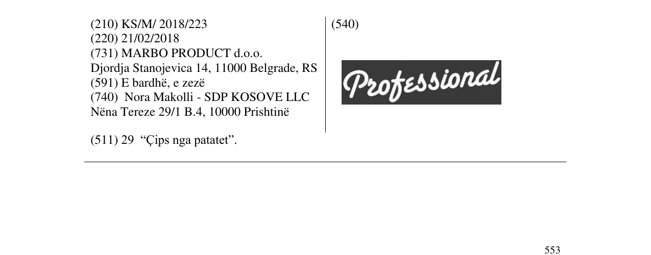 Zëri i markës Professional në buletin