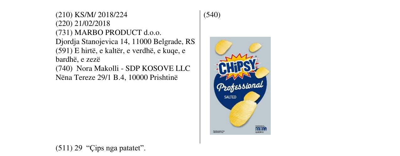 Zëri i markës CHIPSY Professional në buletin