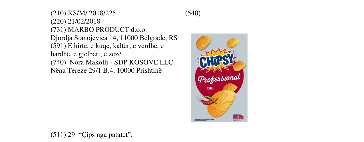 Zëri i markës CHIPSY në buletin