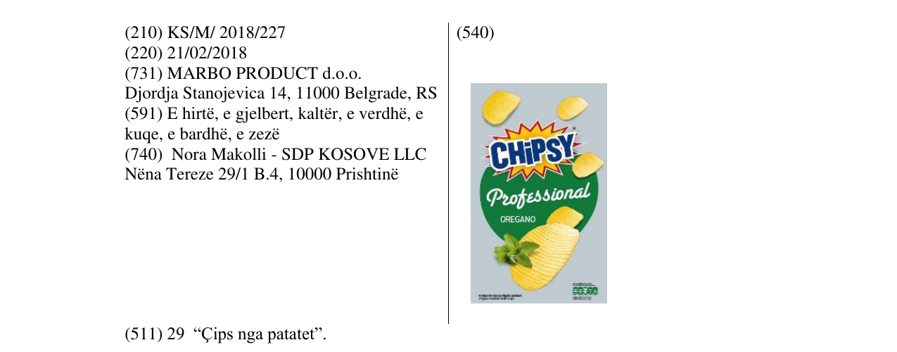 Zëri i markës CHIPSY Professional në buletin