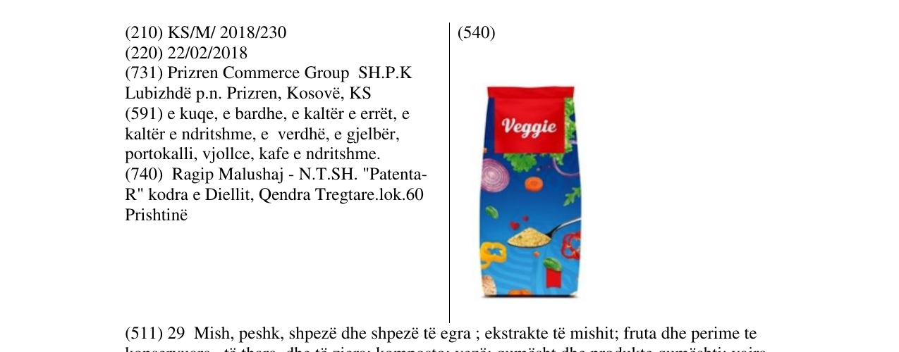 Zëri i markës Veggie në buletin