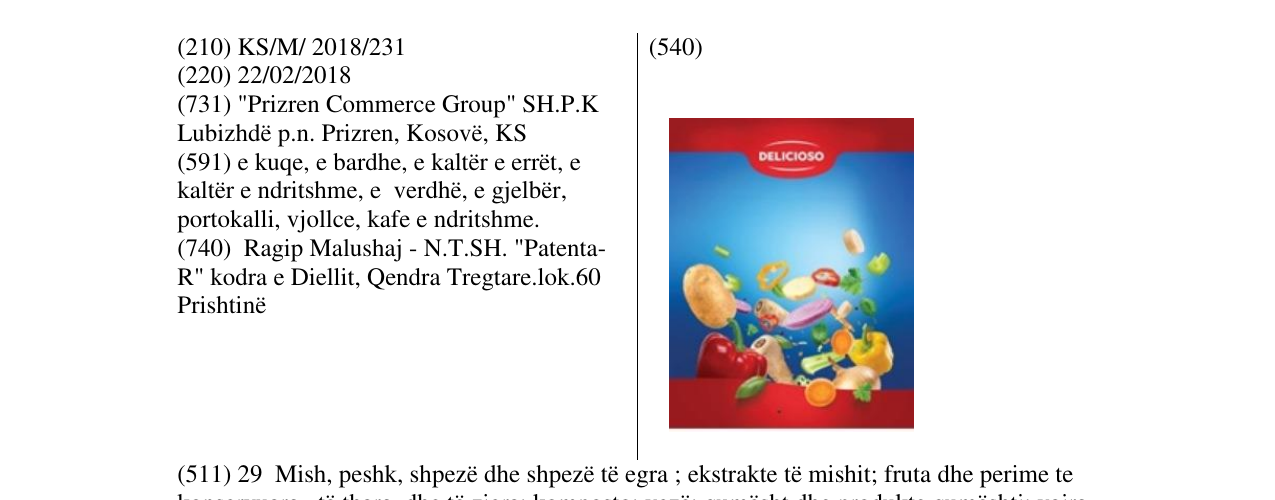 Zëri i markës Deliciosio në buletin