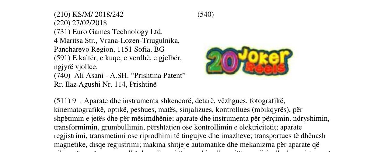 Zëri i markës 20 joker reels në buletin