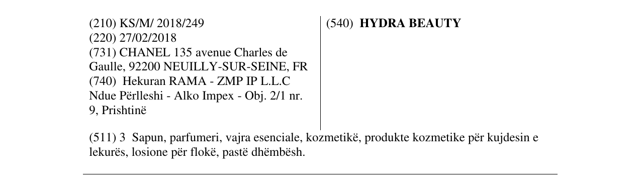 Zëri i markës HYDRA BEAUTY në buletin