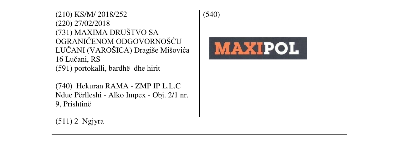 Zëri i markës MAXIPOL në buletin