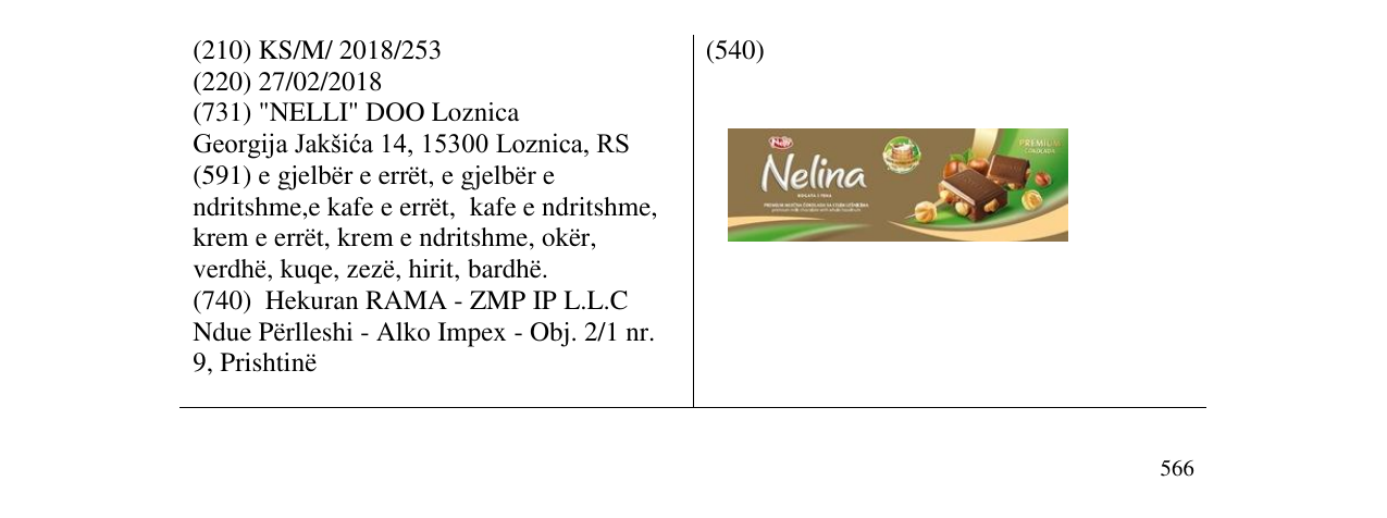 Zëri i markës Nelina në buletin